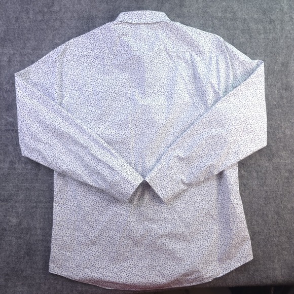 Charles Tyrwhitt Weekend Shirt Medium Slim Fit White Blue Paisley Geometric - Picture 8 of 9